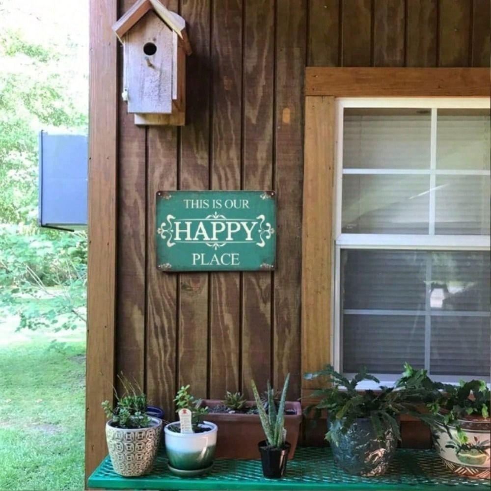 Metal Wall Art Vintage This Is Our Happy Place Sign Home Decor Garden Decoration