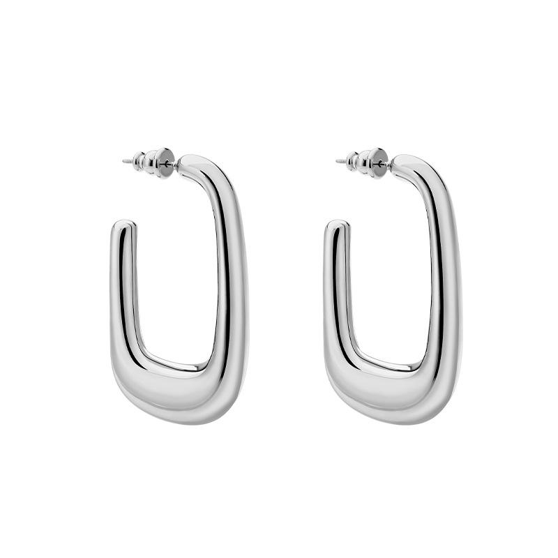 Minimalist style, advanced light-sensitive surface, geometric U-shaped hollow thick frame, versatile and not picky fashion earrings
