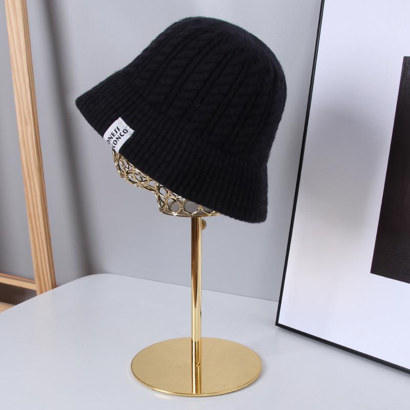 Spring and autumn outdoor warm ear protection wool hand knitted bucket hat