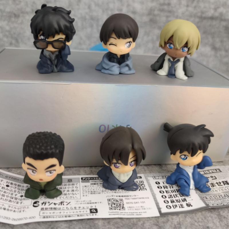 6pcs Genuine Detective Conan Gashapon Toys Kuroba Kaito Furuya Rei Akai Shuichi Matsuda Jinpei Action Figure Ornament Toys Gift