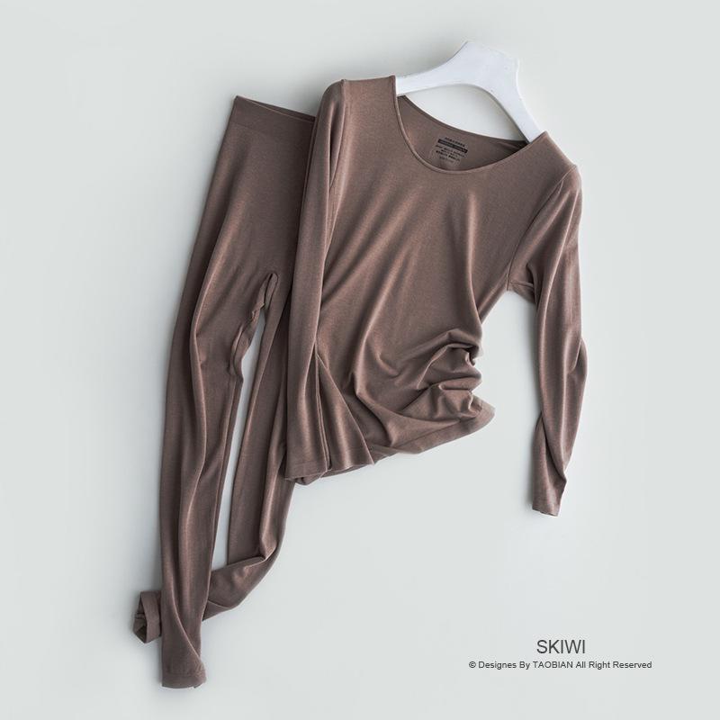 Women's Seamless Down Silk Thermal Underwear Set - Thin Suit for Autumn/Winter