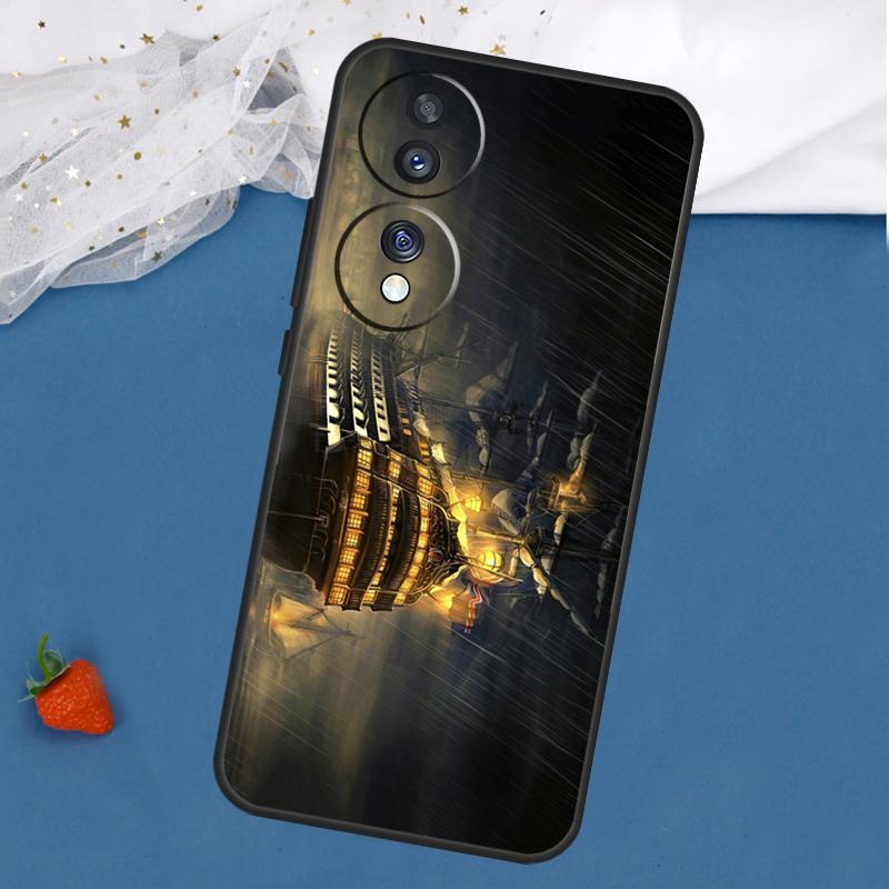 Old Ship in Sea Moon Night Case For Honor Magic 7 5 6 Lite 8 Pro 200 400 50 70 90 X8c X8b X9a X9b X9c X9d Win RT Cover