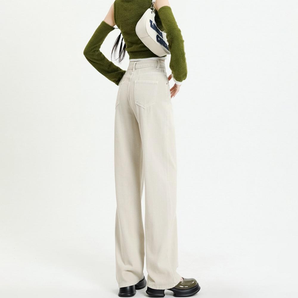 Wide-leg jeans women's 2025 spring and autumn new fashionable high-waisted thin loose drape straight floor pants