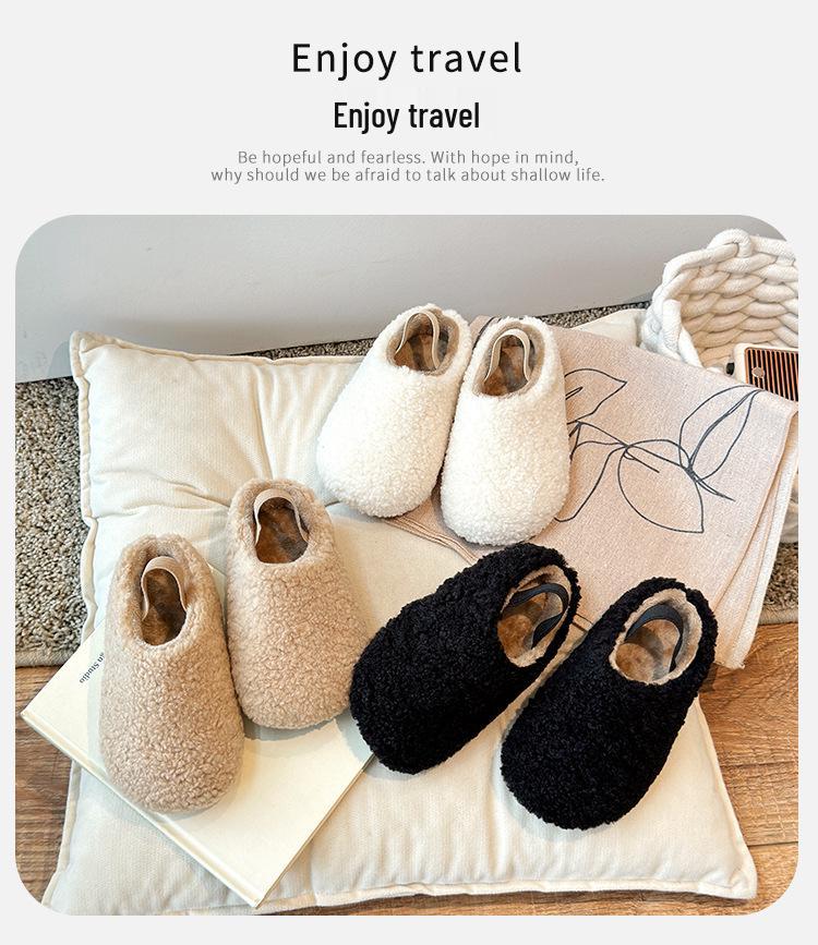 2026 Girls' Fleece Plush Slip-on Cotton Slippers – Cozy Children's Shoes, Free Shipping