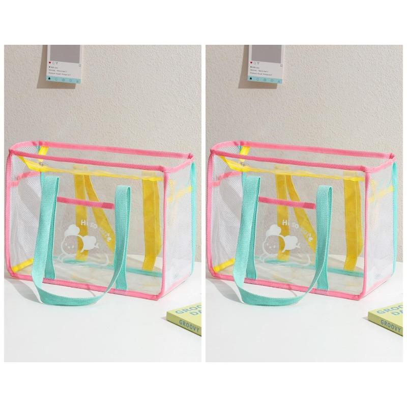 Summer Fashion Tote Bag Large Clear PVC Cartoon Handbag Jelly Transparent Beach Purse for Women Cute Shower Shoulder Bag for Bath