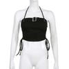 Spring Fashion Pure Desire Japanese Button Pleated Strap Exposed Umbilical Slim Hanging Neck Top Spicy Girls Sexy Small Vest Ultra-short Slim Tank Top