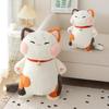 Japan Calling Bring Fortune Cat Plushie Stuffed Animals Flower Orange White Cats Throw Pillow Neck Bell Decor Necklace Toys