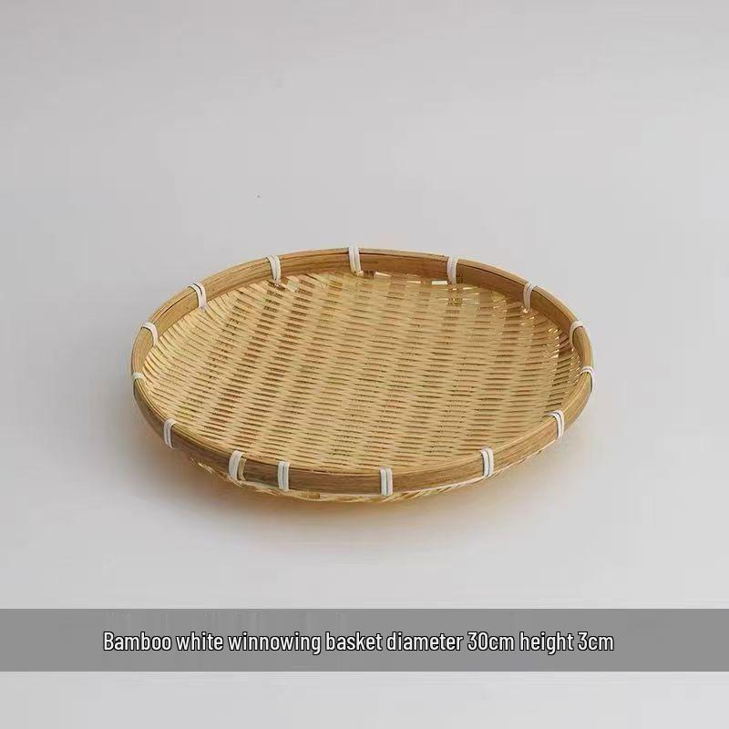 Handmade Bamboo Weaving Tray: Round, No Holes, Ideal for Drying and Storage of Vegetables and More