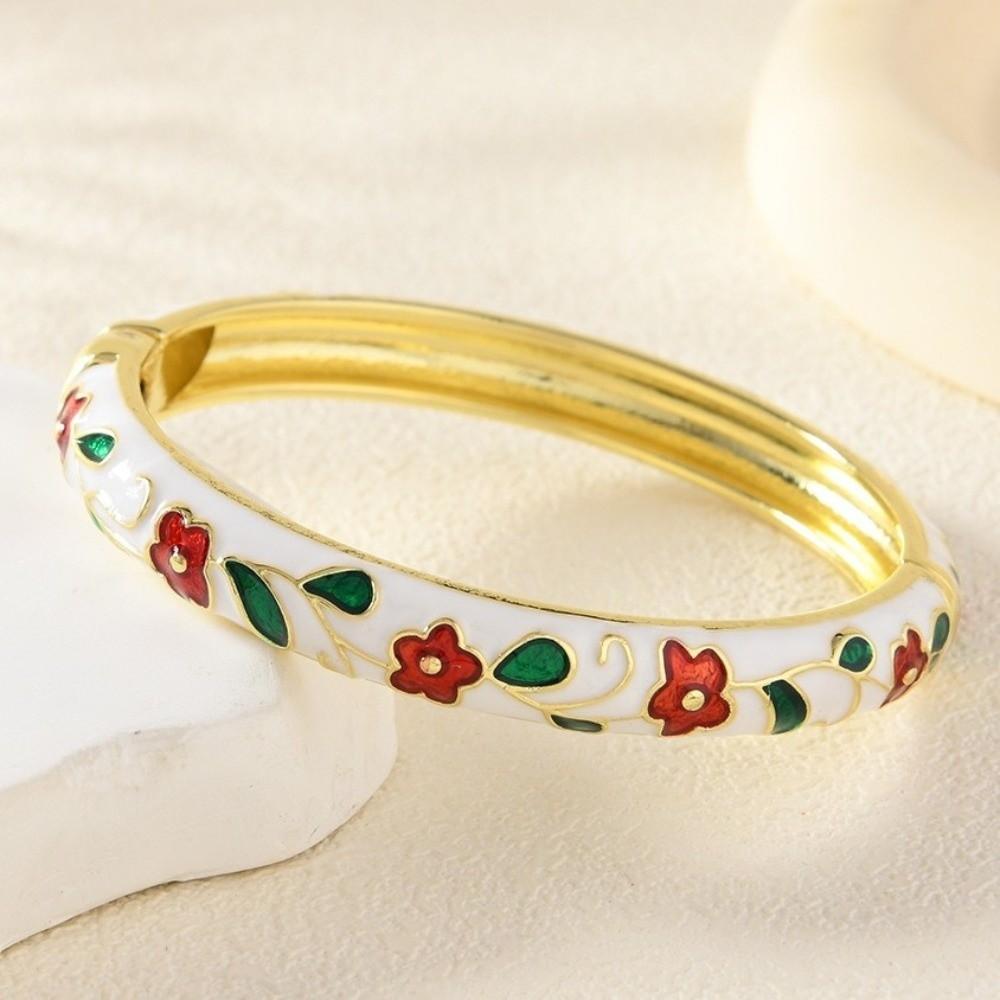 Zinc Zinc Zinc Alloy Enamel Bracelet Floral Motifs Flower Texture Bracelet Dropped Glaze Bracelet  African