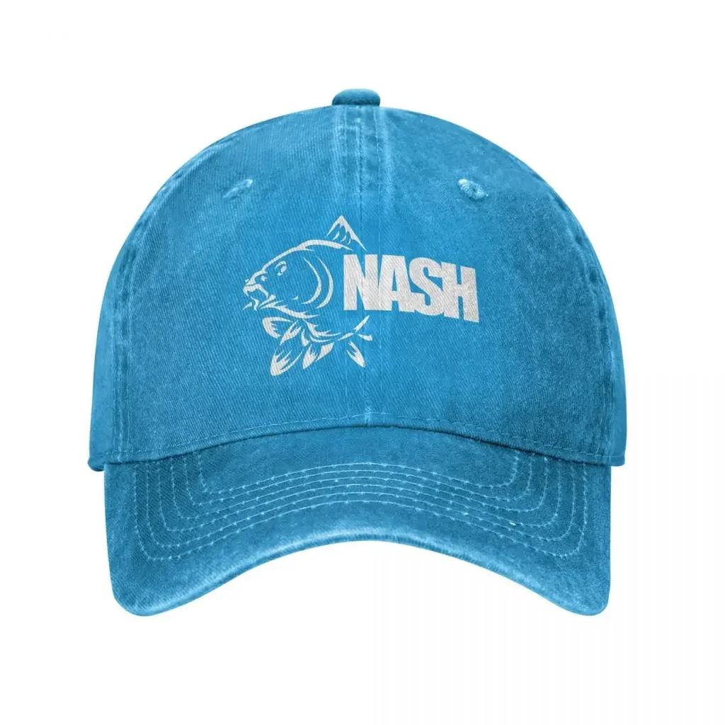 Berretti da Baseball Vintage con Logo Nash Fishing per Unisex Donna Snapback in Denim Usurato Attrezzatura da Pesca alla Carpa Pesca Sportiva Cappelli da Esterno Cappello