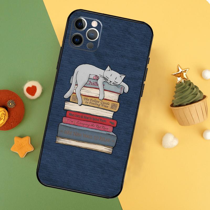 Read Books illustration Funda For iPhone 11 12 13 14 16 15 Pro Max Mini XS Max X XR SE2 7 8 14 16 15 Plus Phone Case