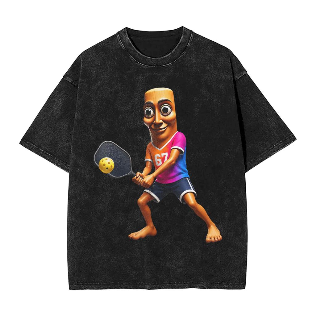 Tung Sahur Brainrot Pickleball Funny Meme Men T Shirts Novelty Tee Shirt Short Sleeve O Neck T-Shirts Cotton Gift Idea Clothing