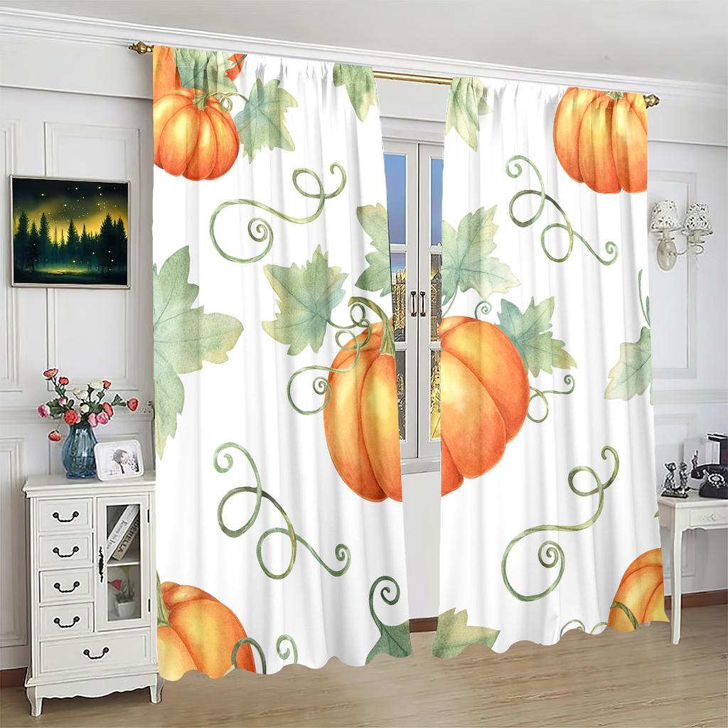 2 Pieces - Halloween - Printed Curtain - Polyester Material - Suitable for Bedroom, Living Room, Study Private Curtain