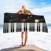 Black White Piano Keys Print Beach Towel Soft Microfiber Quick Dry Bath Towel For Beach Swimming Camping