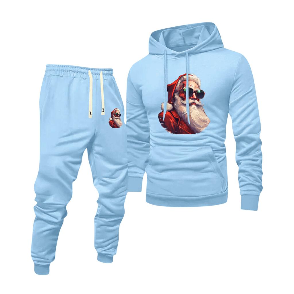 Herre Trykket Hettegenser og Joggebukser Casual Sportsdrakt