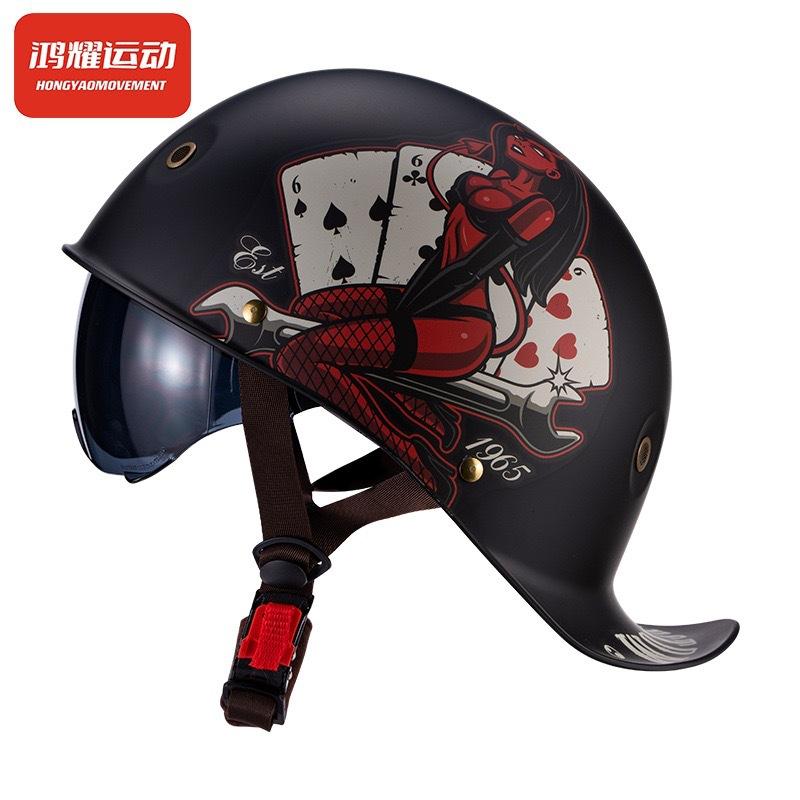 3C Retro Helmet, Scoop Helmet, Personalized Flip-up Helmet, Half Helmet, Electric Vehicle Helmet, Stylish Prince Helmet, Men's Safety Helmet