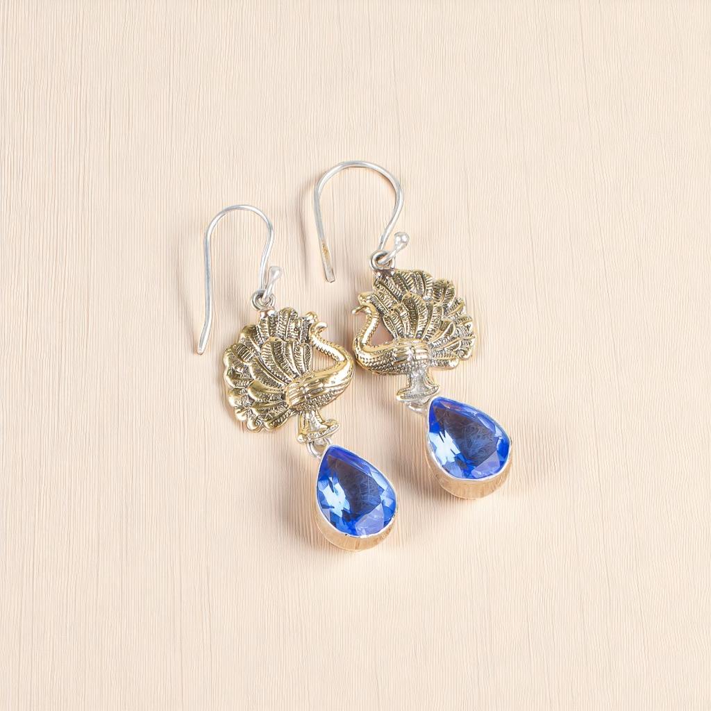Natural Tanzanite Gemstone 925 Sterling Silver Jewelry Handmade Earrings 2.20" EE-44-6