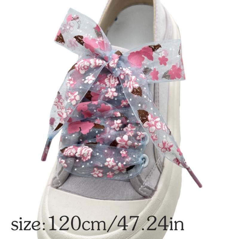 Organza Printed Transparent Shoe Laces For Sneakers Casual Shoes Universal Fit Breathable Lightweight Design