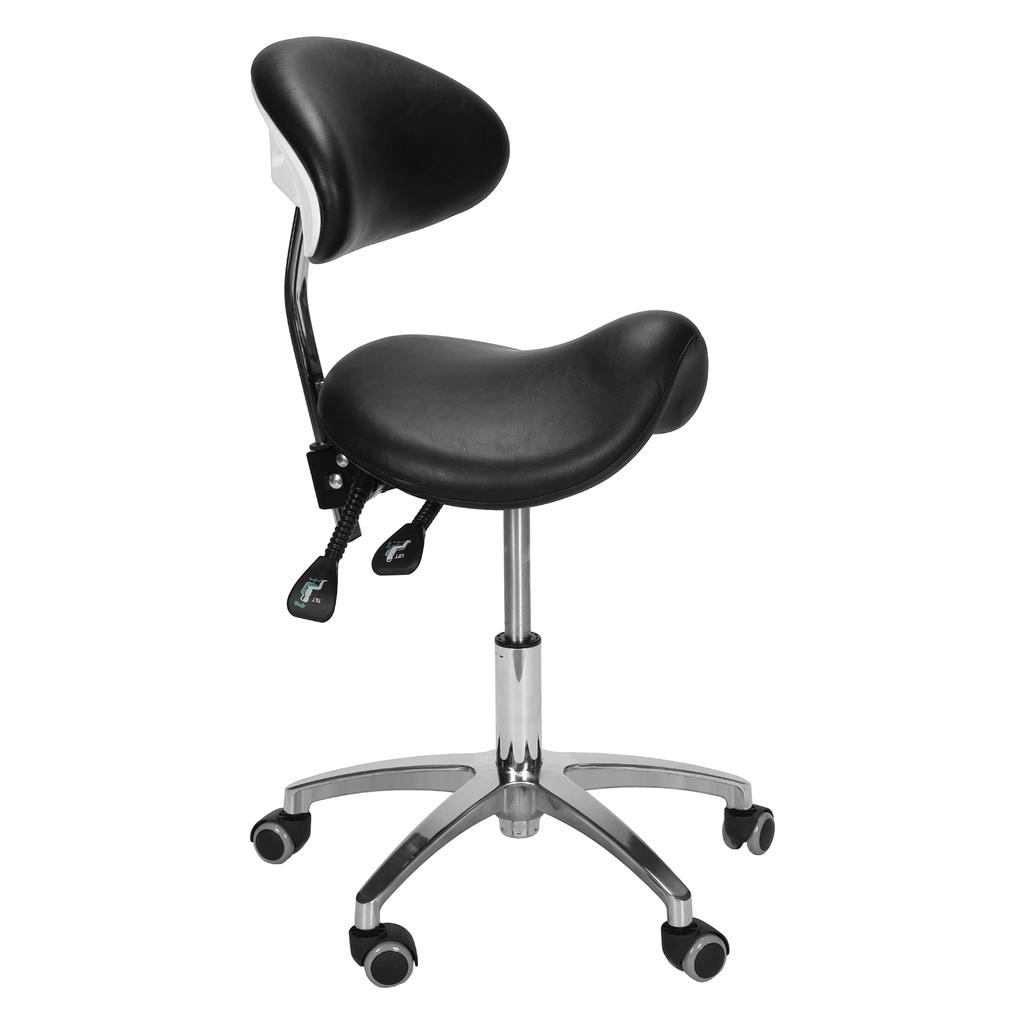 Saddle Rolling Stool with Wheels with Back Support 16.93-21.65in Height for Hair Stylist for Dentist Salon Tattoo