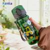 400ml Cartoon Pattern Plastic Water Bottle Portable Cute Straw Cup Leak-proof Drinking