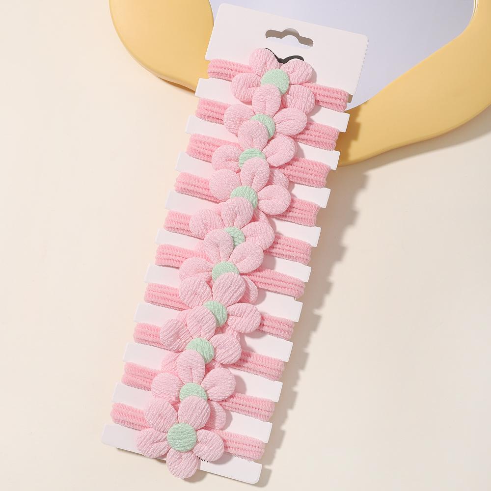 10pcs Cute Girls Nylon Flower Hair Ties Candy Elastic Bow Hair Bands Pigtails Hair Rope Rubber Hair Gum Scrunchies Accessories