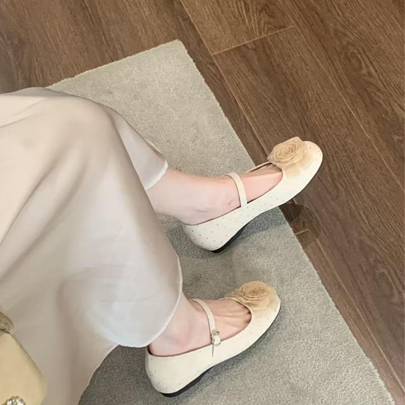 Cloth Shoes New Summer Square Head Shallow Mouth Fabric Lace Flowers Soft Sole Anti-slip Wear-resistant Flat Shoes