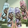 1PC Funny Monkey Cartoon Animal Print 750ml Color Plastic Sports Water Bottle Leakproof Flip Straw Lid Suitable for Sports Office Home Use