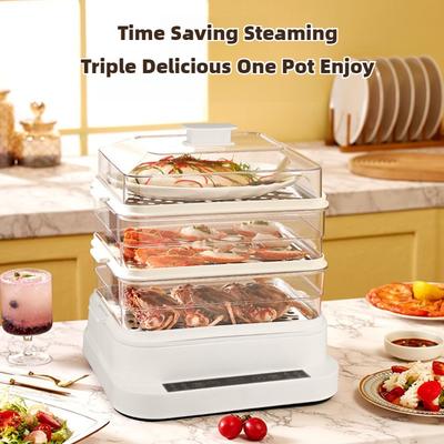 800W Kitchen Cooking Tool Multifunctional Electric Steaming Pot Household Intelligent Large Capacity Steamer