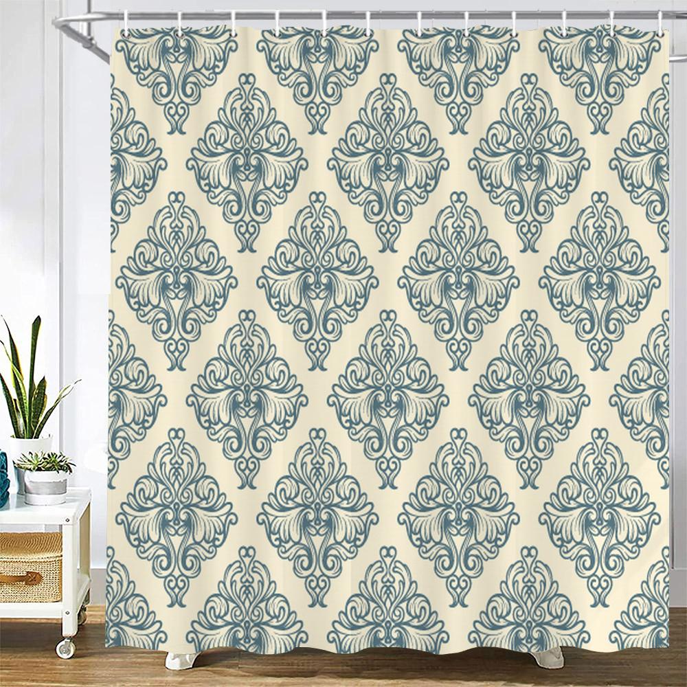 

Waterproof Bathroom Shower Curtains Retro Geometric Pattern Washable Fabric Bath Screen 240X180 3D Print Decor Shower Curtain W60H190(CM)-1 Pcs