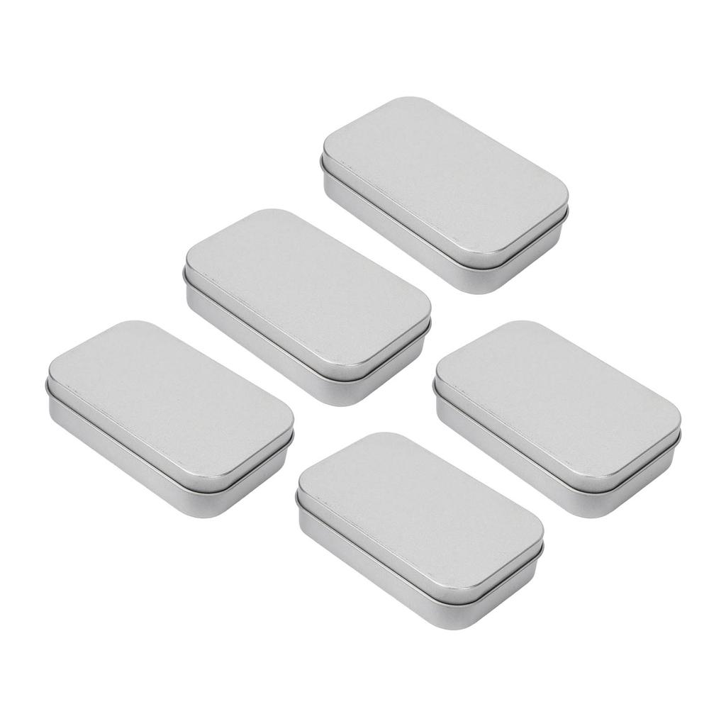 5 Stück Metall Rechteckige Leere Box Anstecknadeln Schmuck Handwerk Aufbewahrung Wiederverwendbare Tragbare Behälter Box Silber