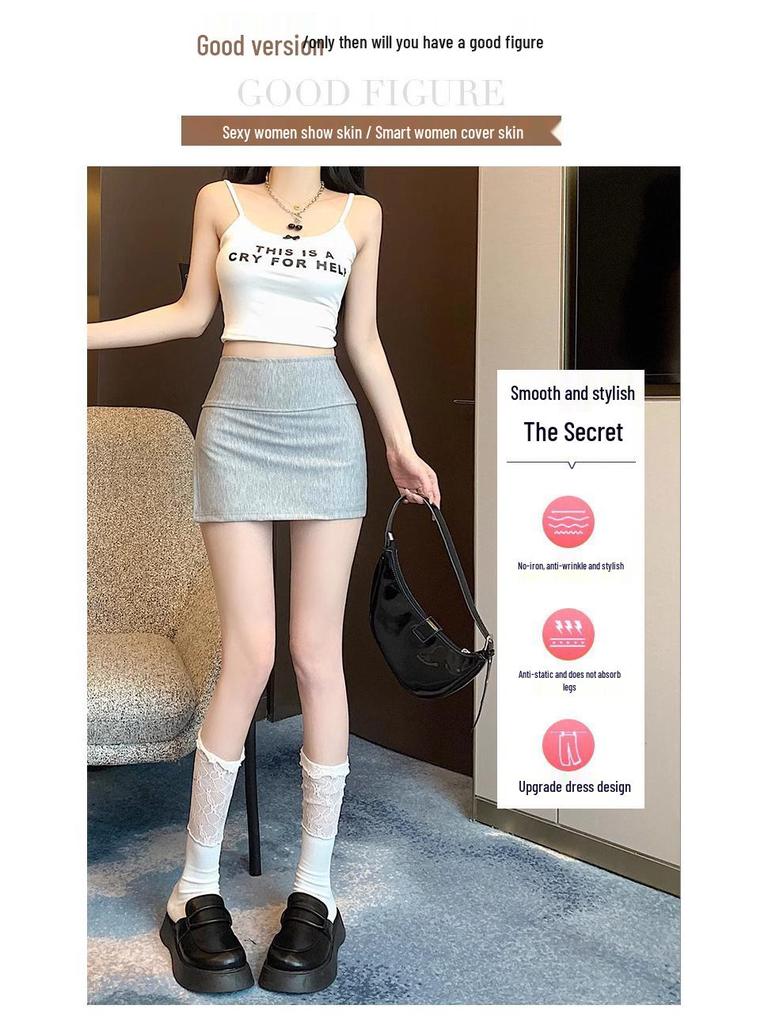 Spicy Girl High Waist Grey Irregular A-line Mini Skirt - Summer Versatile Slimming Bodycon