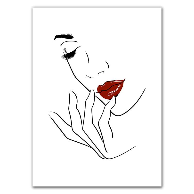 Red Lip Makeup Beauty Girls Face Wall Decor Art Poster Modern Picture Fashion Prints Canvas Painting For Girl Bedroom HD2965