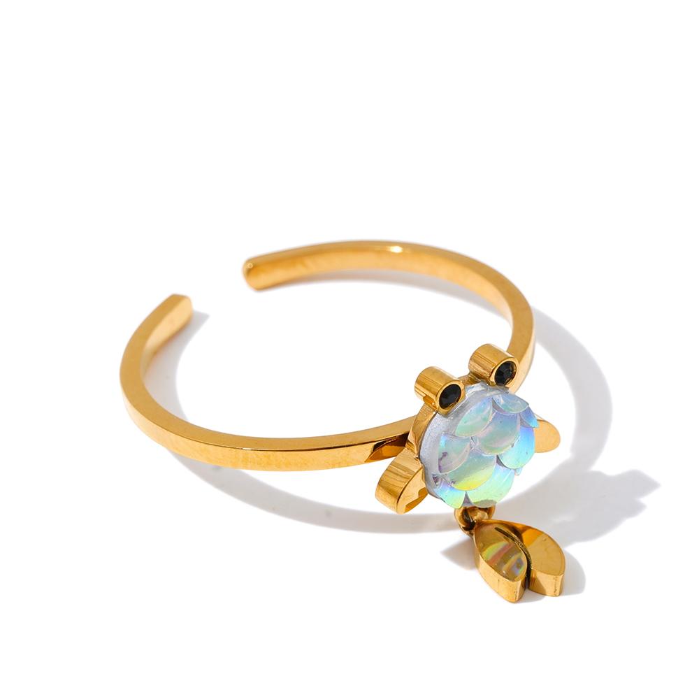 

Yhpup Hot Style Stainless Steel Colorful Resin Goldfish Golden Ring Arrivals Trending Adjustable Cute Jewelry Recommend resizable