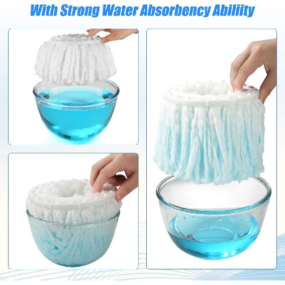 Microfiber Spin Mop Replacement Head,Round Shape Standard Size Spin mop Refills for Hurri-can and Other Standard Size Spin Mop Systems,4-pack,White