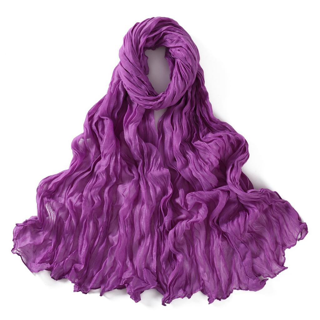 Autumn New Crumpled Scarf For Women Girls Students Solid Color Cotton Voile Thin Scarves Soft Knitting Shawl Female Wrap Shawls