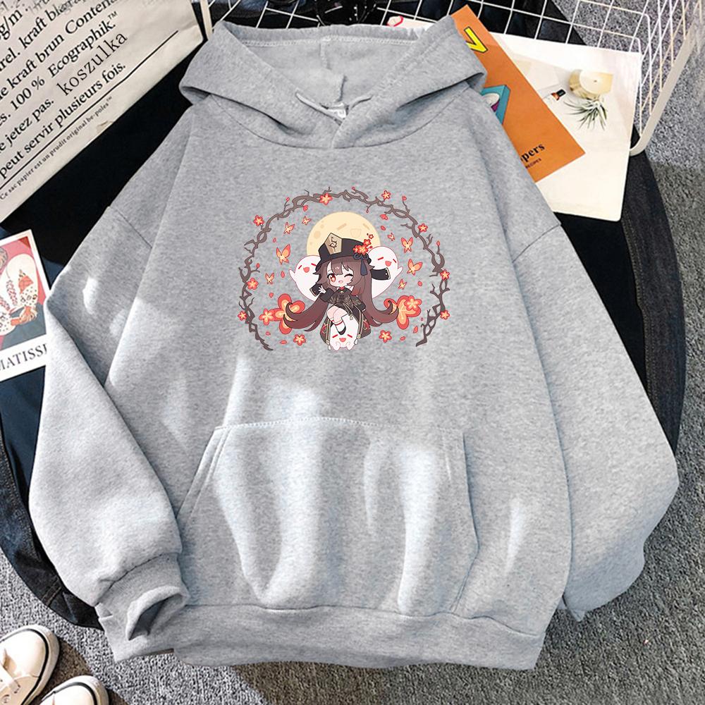 Halloween Genshin Impact Hu Tao Hoodie Women Harajuku Hoodies Unisex Autumn Winter Aesthetic Cute Graphic Pullovers Sweatshirts