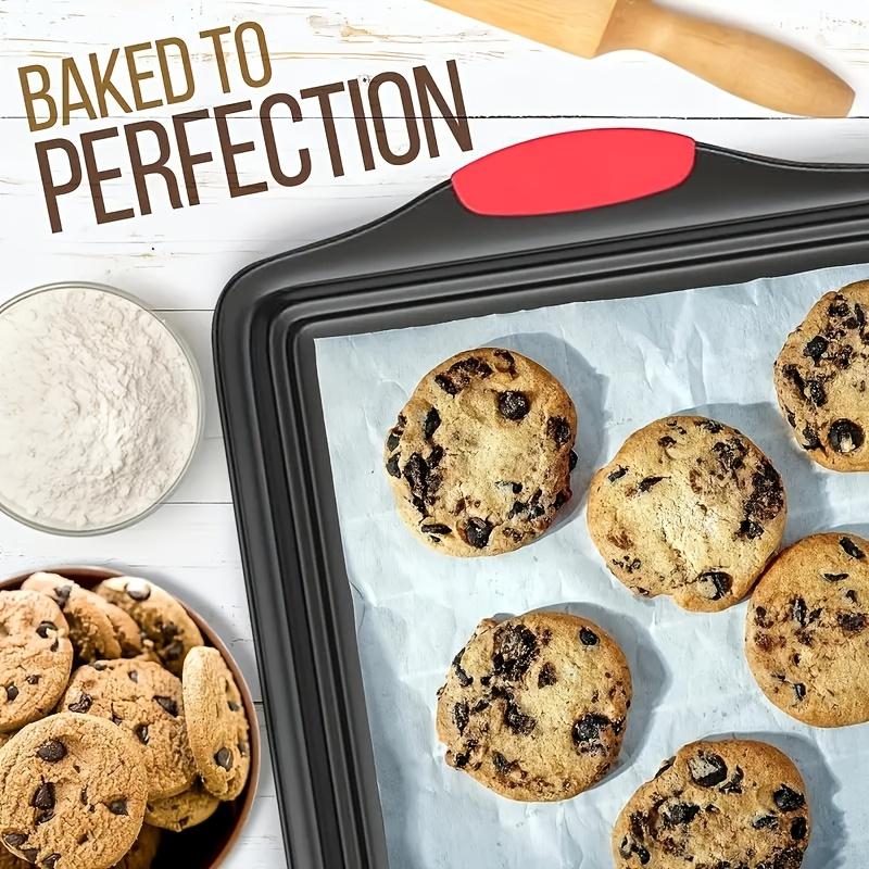 Carbon Steel Non-Stick Oven Bakeware Set with Red Silicone Handles Commercial-Grade