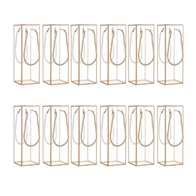 

Pack Of 12 Clear Rectangle Gift Boxes With Golden Border For Elegant Bridal And Party Favor Packaging 1