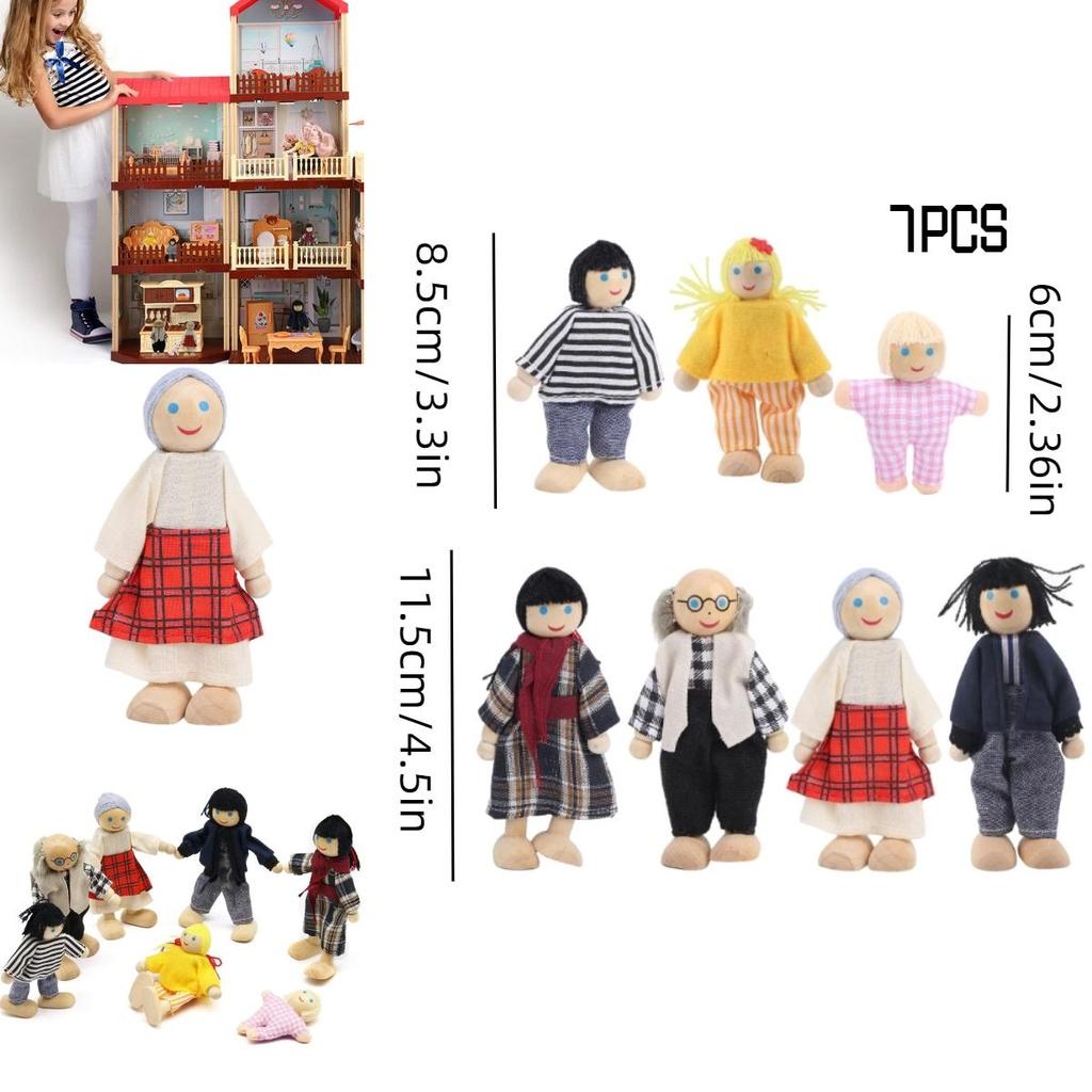 Handgefertigte Holz-Familienpuppen Gelenkig Und Lebensecht Ideal Zum Ausstellen Oder Spielen