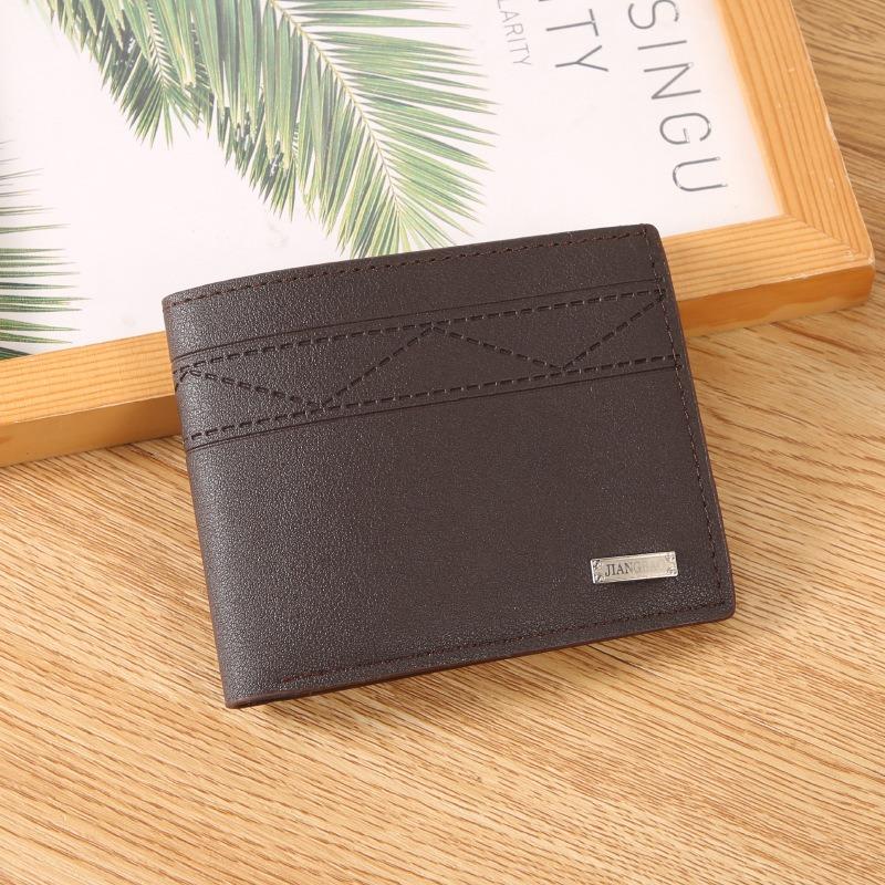 New Men's Wallet, Short Wallet, Change, Green Fashion Embossed Horizontal Soft Wallet, Large Capacity and Multi-card Space