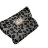Corduroy Retro Leopard Print Cosmetic Clutch - Portable Lipstick and Toiletries Bag for Women