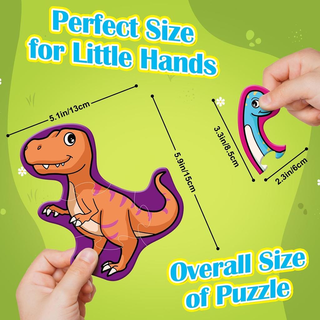 9 Packs Dinosaur Puzzles for Kids Aged 3+,Shaped Puzzles for Beginners,3 Year Old Montessori Toys,Educational Activity for Toddlers,Preschool