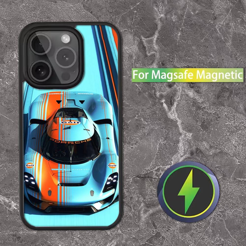 Star G-Gulf Ra-cing Car Phone Case For iPhone 16,15,14,13,12,11,Pro,Max,Plus,Mini,SE Magsafe Magnetic Wireless Charging