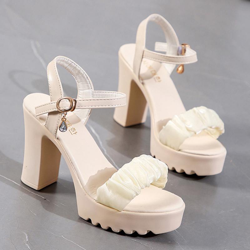 Fashion New High-heeled Sandals Summer Shoes for Women Platform Soft Leather Comfortable Heightening Women's Shoes Party Sandales Femmes
