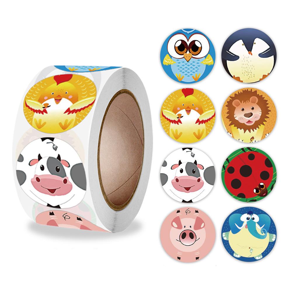 Stickers 500 Pcs/roll Teacher Rewards And Encourages Children Toys Cute Animal Stickers Sealing Stickers