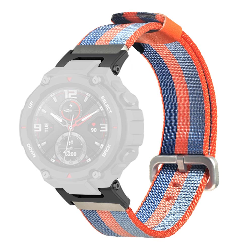 

For Huami Amazfit T-Rex/T-Rex Pro Canvas Watch Band Quick Release Watch Strap with Stainless Steel Buckle Orange Blue