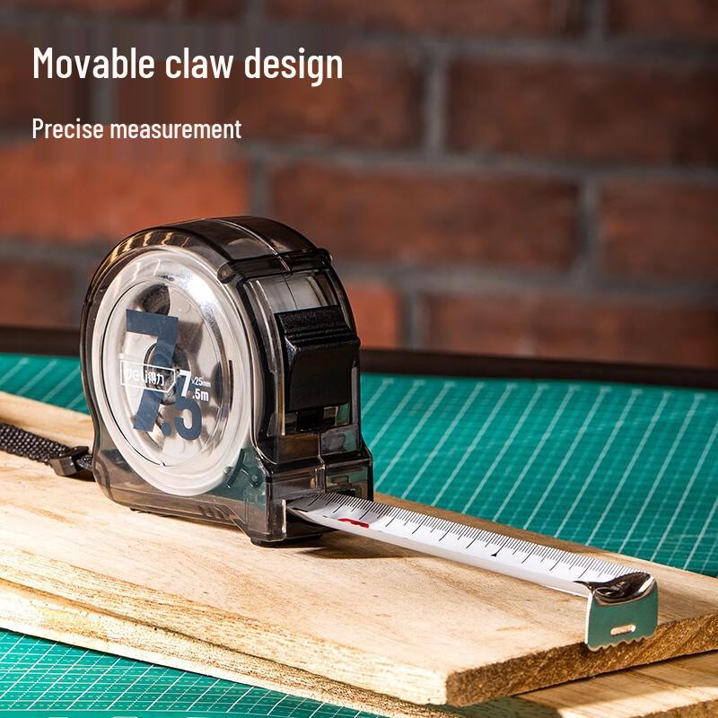 Deli 7.5m Transparent Case Carbon Steel Tape Measure CN plug (adapter included)