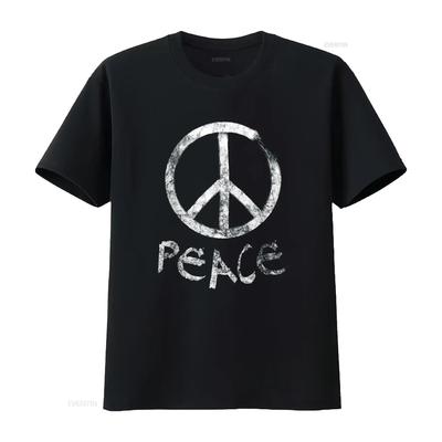 Damen Vintage Peace-Zeichen T-Shirt vintage gewaschen Streetwear Unisex Designer-Kleidung Bequem Vielseitig Leicht grafisch