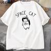 Space Cat Tshirt Cats In Space Funny T Shirts Cotton Tee Clothing Creativity Short Sleeve Fashion Casual Loose Tops Men T-Shirt