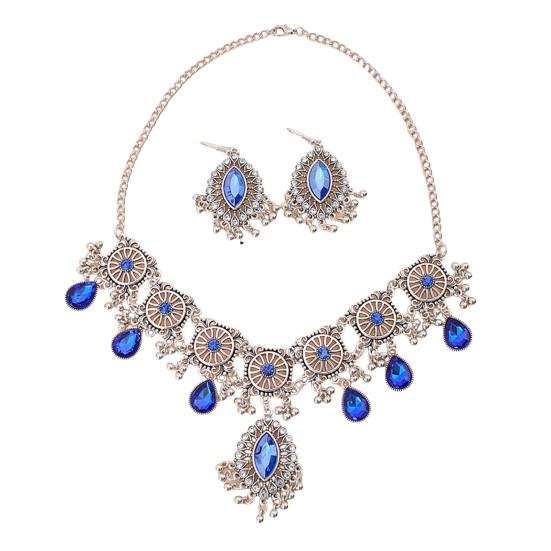 

1 компл., ожерелье, серьги, декор со стразами, капли воды, богемный, асимметричный, полированный, для выпускного вечера, свадьбы, вечеринки, комплект ювелирных изделий для невесты синий